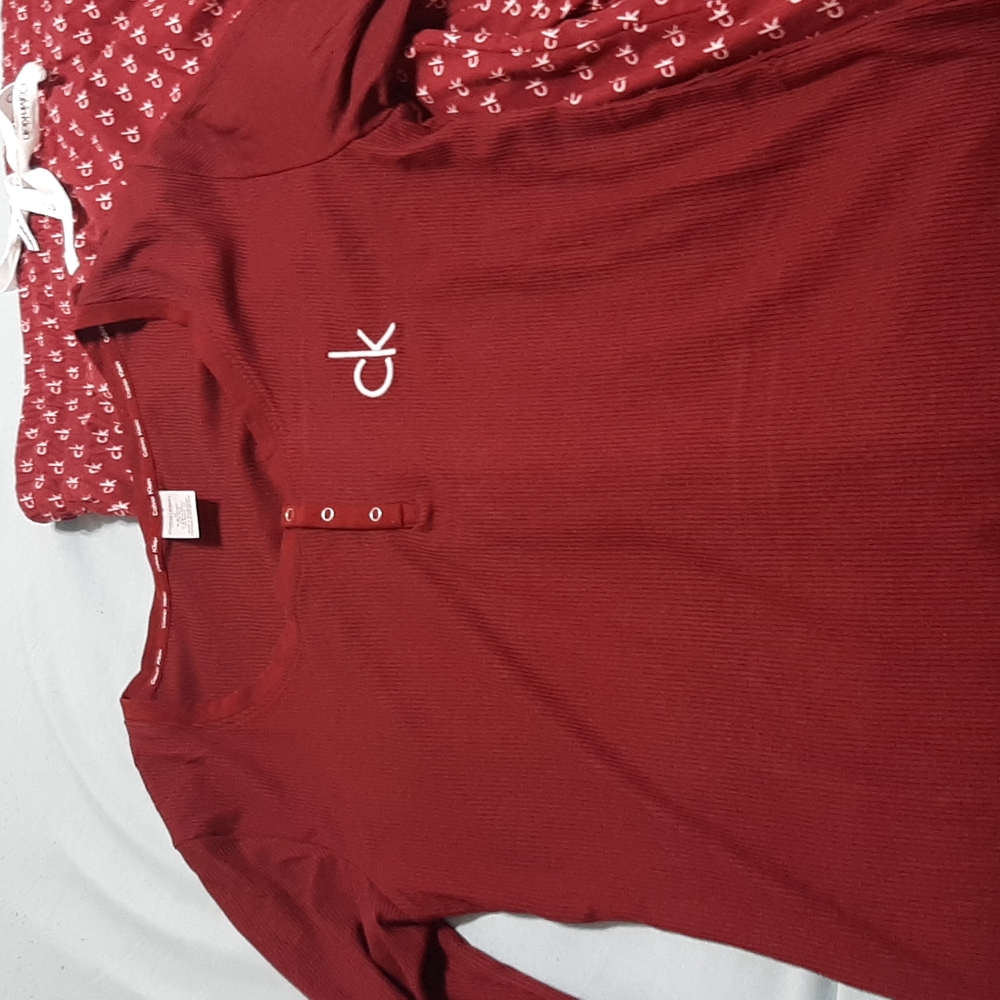 NWOT Calvin Klein burgundy pajama set - Picture 2 of 3